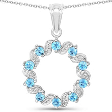 Load image into Gallery viewer, 1.30 Carat Genuine Swiss Blue Topaz and White Topaz .925 Sterling Silver Pendant