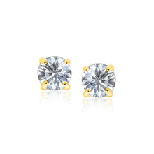Load image into Gallery viewer, 14k Yellow Gold Stud Earrings with White Hue Faceted Cubic Zirconia