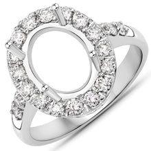 Load image into Gallery viewer, 0.60 Carat Genuine White Diamond 14K White Gold Semi Mount Ring - holds 10x8mm Oval Gemstone