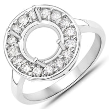Load image into Gallery viewer, 0.48 Carat Genuine White Diamond 14K White Gold Semi Mount Ring - holds 8.00mm Round Gemstone