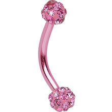 Load image into Gallery viewer, 16G Pink Anodized Titanium Ferido Crystal Ball Eyebrow Ring