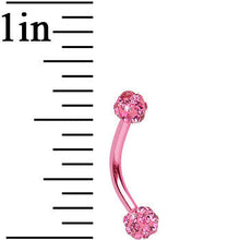 Load image into Gallery viewer, 16G Pink Anodized Titanium Ferido Crystal Ball Eyebrow Ring