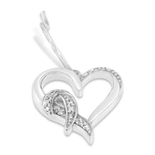 Load image into Gallery viewer, Sterling Silver Round Cut Diamond Heart Dangle Earrings (0.09 cttw, H-I Color, I1-I2 Clarity)