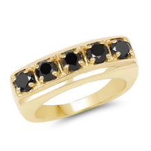 Load image into Gallery viewer, 14K Yellow Gold Plated 1.25 Carat Genuine Black Diamond .925 Sterling Silver Ring