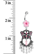 Load image into Gallery viewer, Pink Gem Butterfly Chandelier Belly Ring