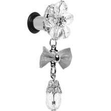Load image into Gallery viewer, Steel Clear Flower Mesh Bow Dangle Plug Sizes 5mm to 12mm