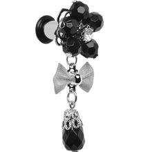 Load image into Gallery viewer, Steel Black Flower Mesh Bow Dangle Plug Sizes 5mm to 12mm