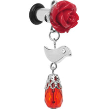 Load image into Gallery viewer, 4G Steel Red Rose Flower Songbird Dangle Plug