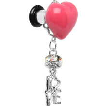Load image into Gallery viewer, Steel Pink Heart Love Dangle Plug Sizes 5mm to 12mm