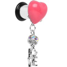 Load image into Gallery viewer, Steel Pink Heart Love Dangle Plug Sizes 5mm to 12mm