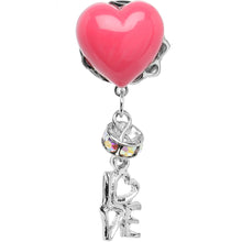 Load image into Gallery viewer, Steel Pink Heart Love Dangle Plug Sizes 5mm to 12mm
