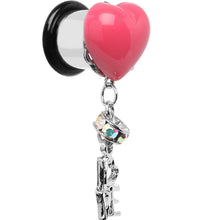 Load image into Gallery viewer, Steel Pink Heart Love Dangle Plug Sizes 5mm to 12mm