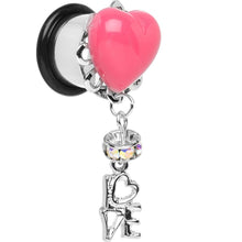 Load image into Gallery viewer, Steel Pink Heart Love Dangle Plug Sizes 5mm to 12mm