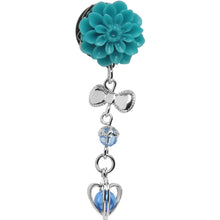 Load image into Gallery viewer, Aqua Flower Heart to Heart Dangle Plug Sizes 5mm to 12mm