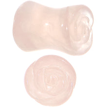 Load image into Gallery viewer, 0G Natural Rose Quartz Blooming Flower Stone Saddle Plug Set