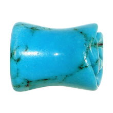 Load image into Gallery viewer, 0G Natural Blue Turquoise Blooming Flower Stone Saddle Plug