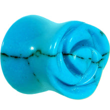 Load image into Gallery viewer, 00G Natural Blue Turquoise Blooming Flower Stone Saddle Plug
