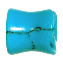 Load image into Gallery viewer, 00G Natural Blue Turquoise Blooming Flower Stone Saddle Plug