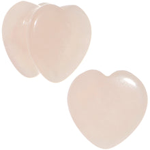 Load image into Gallery viewer, 9/16 Natural Rose Quartz Sweet Heart Stone Saddle Plug Set
