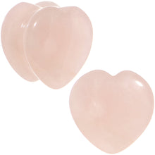 Load image into Gallery viewer, 5/8 Natural Rose Quartz Sweet Heart Stone Saddle Plug Set