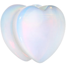 Load image into Gallery viewer, 5/8 Natural Opalite Sweet Heart Stone Saddle Plug Set