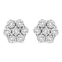 Load image into Gallery viewer, 14K White Gold 1/2 cttw Round-Cut Diamond Floral Stud Earrings (I-J Color, SI2-I1 Clarity)