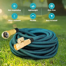 Load image into Gallery viewer, Heavy-Duty Garden Hose – 25Ft Leakproof Blue Rubber with Brass Connectors & Spray Nozzle