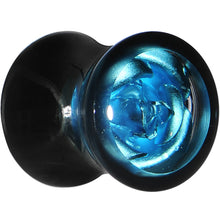 Load image into Gallery viewer, 0G Black Acrylic Aqua Rose Flower Saddle Plug Set