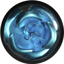 Load image into Gallery viewer, 18mm Black Acrylic Aqua Metallic Rose Flower Plug