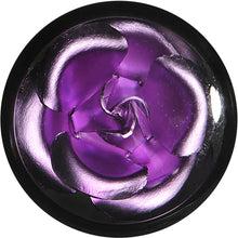 Load image into Gallery viewer, 18mm Black Acrylic Purple Metallic Rose Flower Plug