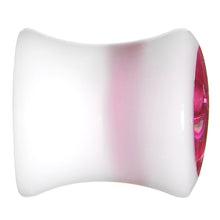 Load image into Gallery viewer, 0G White Acrylic Pink Metallic Rose Flower Plug