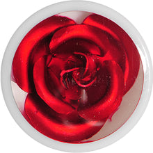 Load image into Gallery viewer, 5/8 White Acrylic Red Metallic Rose Flower Plug