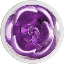 Load image into Gallery viewer, 18mm White Acrylic Purple Metallic Rose Flower Plug
