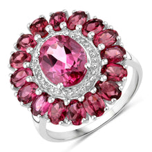 Load image into Gallery viewer, 5.460 Carat Genuine Pink Topaz and Rhodolite Garnet .925 Sterling Silver Ring