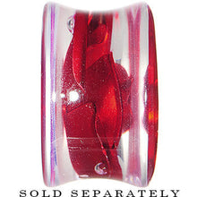 Load image into Gallery viewer, 18mm Clear Acrylic Floating Red Metallic Rose Flower Plug