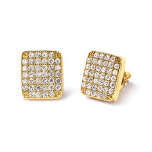 Load image into Gallery viewer, 14K Yellow Gold 1/2 Cttw Diamond Square Shaped Composite Cluster Stud Earrings (I-J Color, I1-I2 Clarity)