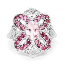 Load image into Gallery viewer, 1.82 Carat Genuine Morganite & Rhodolite .925 Sterling Silver Ring