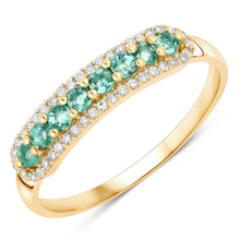 Load image into Gallery viewer, 0.35 Carat Genuine Zambian Emerald and White Diamond 14K Yellow Gold Ring