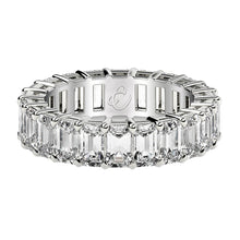 Load image into Gallery viewer, Emerald Cut Lab Grown Diamond Eternity Ring in 14k White Gold (6 cttw FG/VS2)