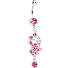 Load image into Gallery viewer, Pink Gem Teardrop Petal Dangle Belly Ring