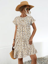 Load image into Gallery viewer, Floral Round Neck Short Sleeve Dress Elegant & Effortless Everyday Style Women Dress