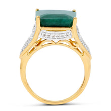 Load image into Gallery viewer, 8.70 Carat Dyed Emerald and White Topaz .925 Sterling Silver Ring