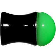 Load image into Gallery viewer, 0G Black Neon Green Acrylic Saddle Plug