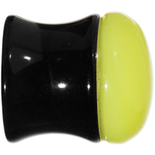 Load image into Gallery viewer, 1/2 Black Neon Yellow Acrylic Saddle Plug