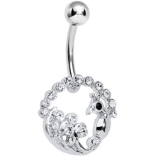 Load image into Gallery viewer, Crystalline Gem Paved Preening Peacock Belly Ring