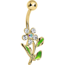 Load image into Gallery viewer, Crystalline Gem Aurora Flower Gold Plated Belly Ring