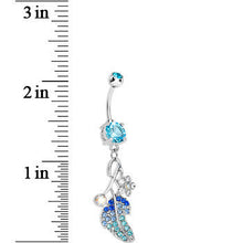 Load image into Gallery viewer, Blue Gem Leaf Aurora Flower Dangle Belly Ring