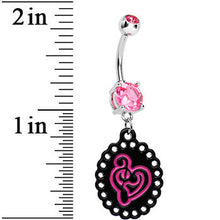 Load image into Gallery viewer, Pink Gem Black Pink Music Notes Heart Dangle Belly Ring