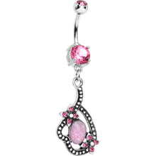 Load image into Gallery viewer, Double Pink Gem Love's Path Dangle Belly Ring