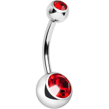 Load image into Gallery viewer, Internally Threaded Red Double Gem Belly Ring 11mm